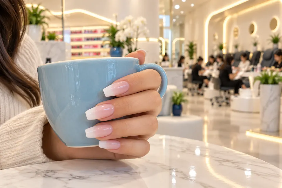 Acrylic French ombre nails